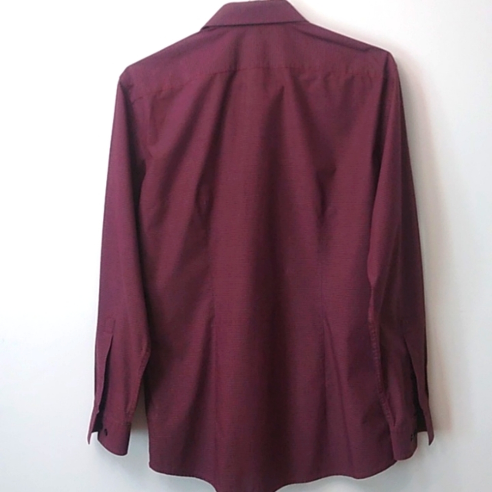 DKNY Slim Fit Dress Shirt, Burgundy, 15-1/2 / 34-35 - Picture 4 of 7